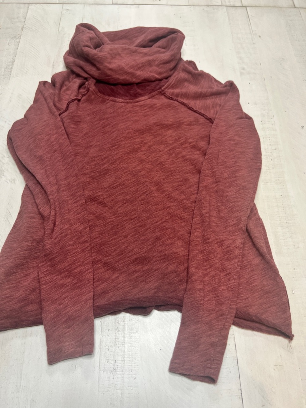 Free People FP Beach Two Body Cowl Neck Terracotta Long Sleeve Pullover Top XS
